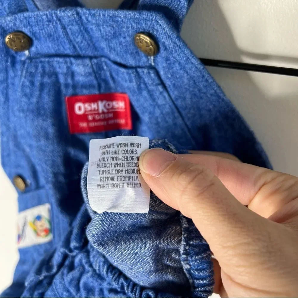 Vintage OshKosh B'gosh Classic Blue Kids Bubble Overalls Made in USA 6-9mo